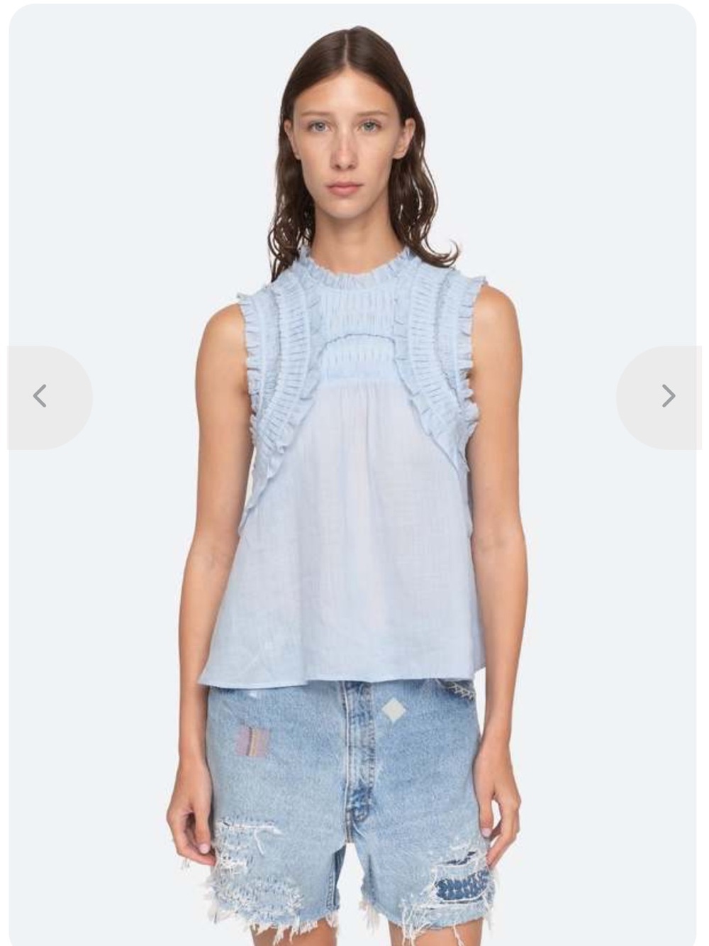 Sea New York Cole Light Blue Ruffle-Trim Sleeveless Top size XS